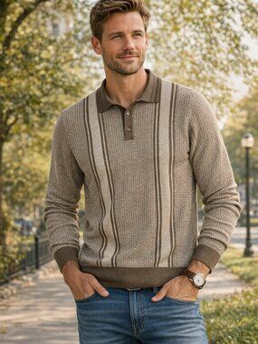 Men's Apt. 9, size XL Sleeve Patterned Stripe Polo Sweater